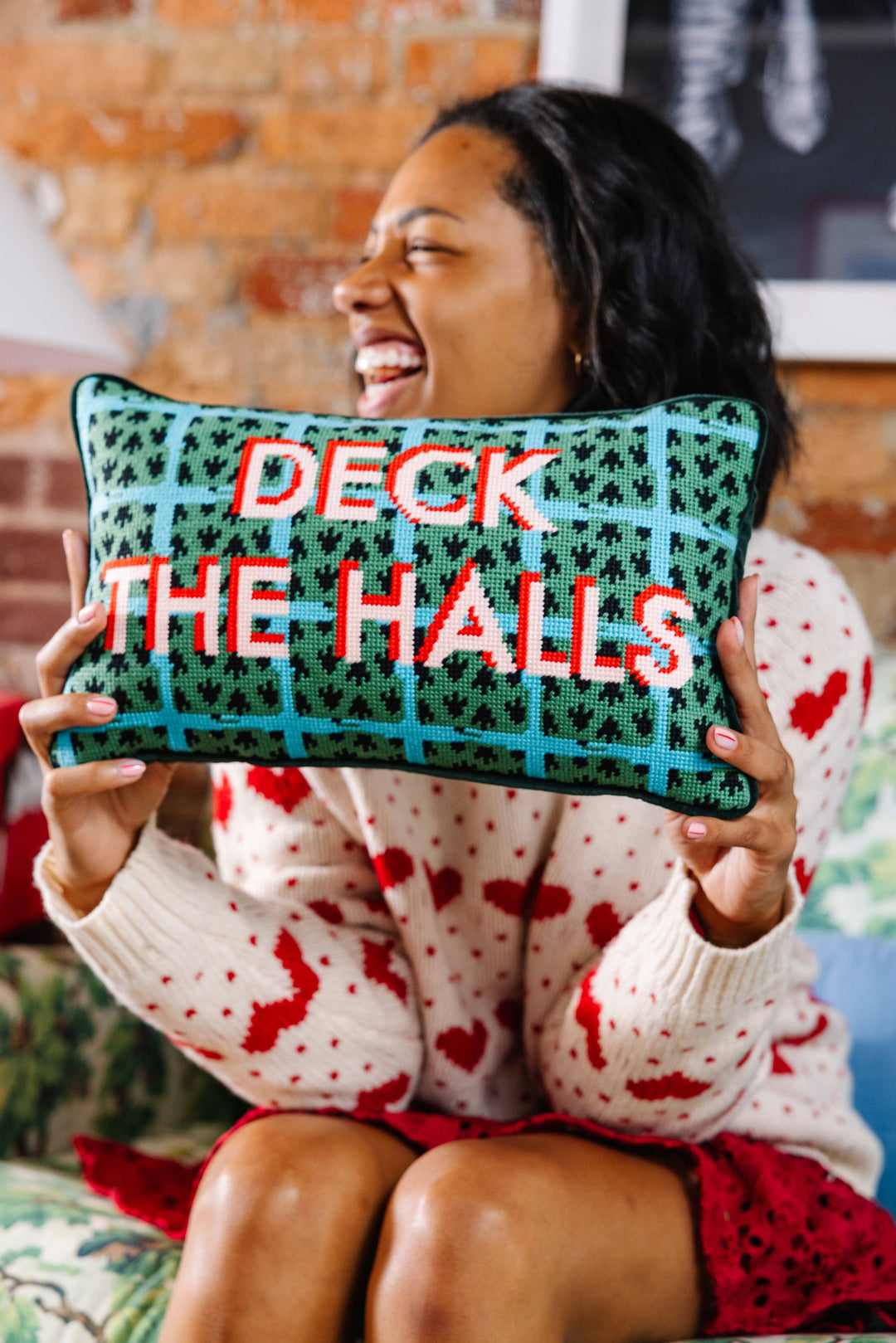 Deck the Halls Needlepoint Pillow
