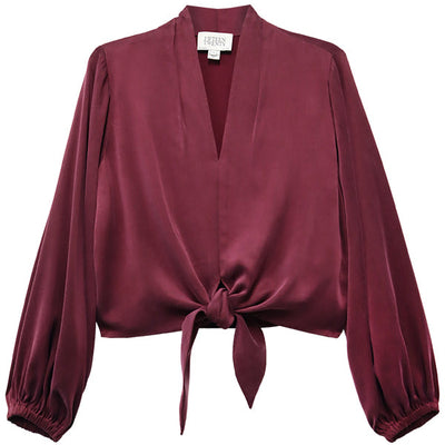 Scarlet Tie-Front Top - Wine