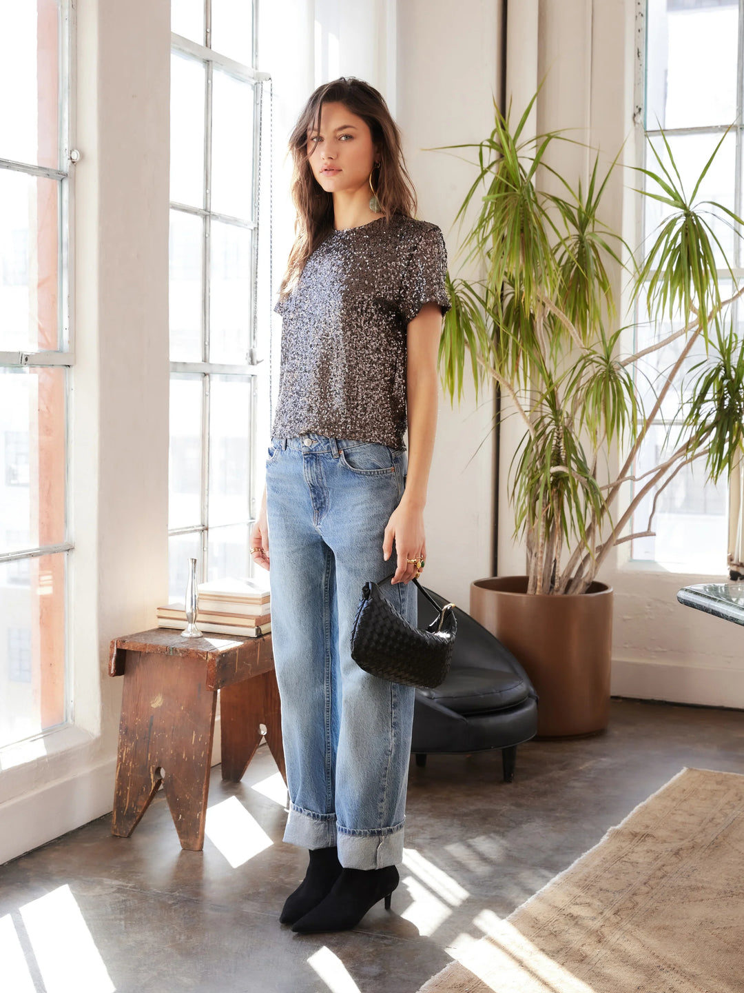 Stacey Sequin Top - Brown