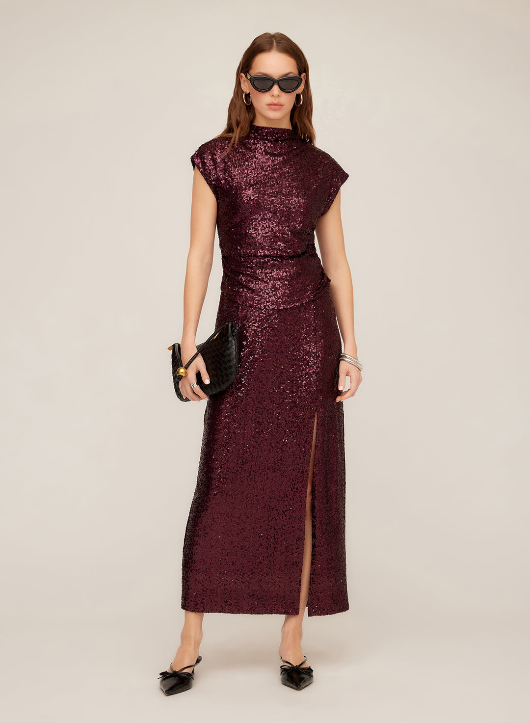 Cora Sequin Skirt - Eggplant