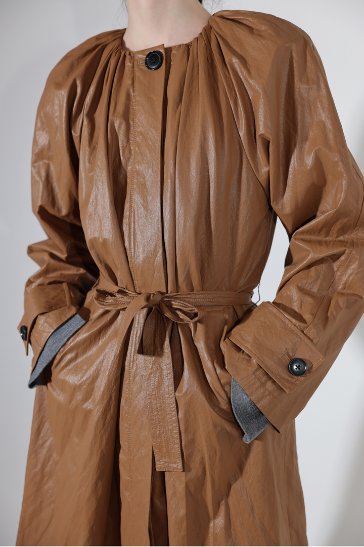 Lena Coated Twill Jacket - Cognac