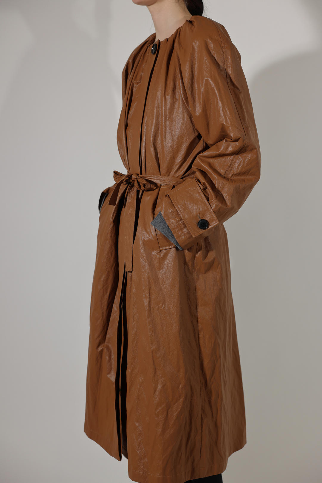 Lena Coated Twill Jacket - Cognac