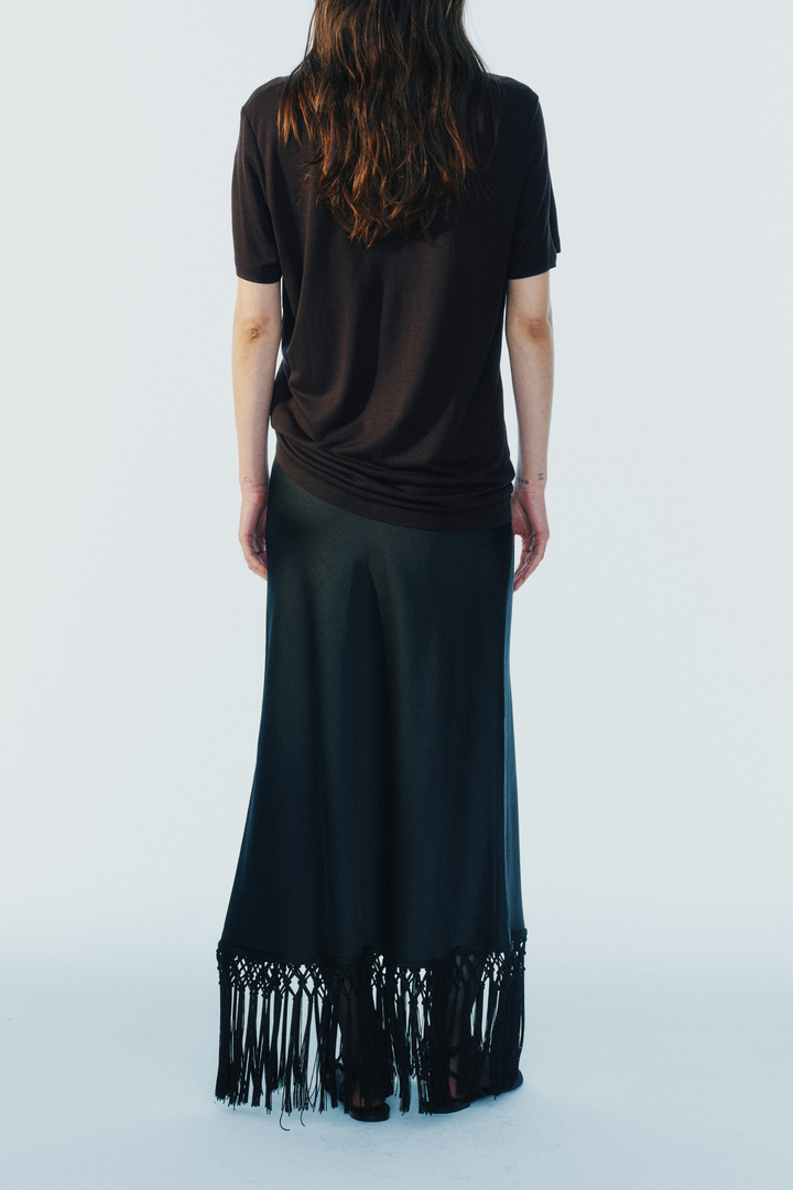 Brittlee Fringe Skirt - Black