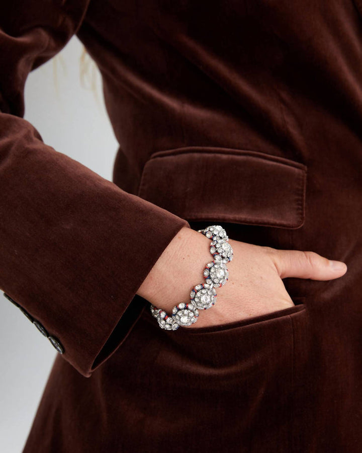 Vintage Button Bracelet - Clear Multi/Rhodium