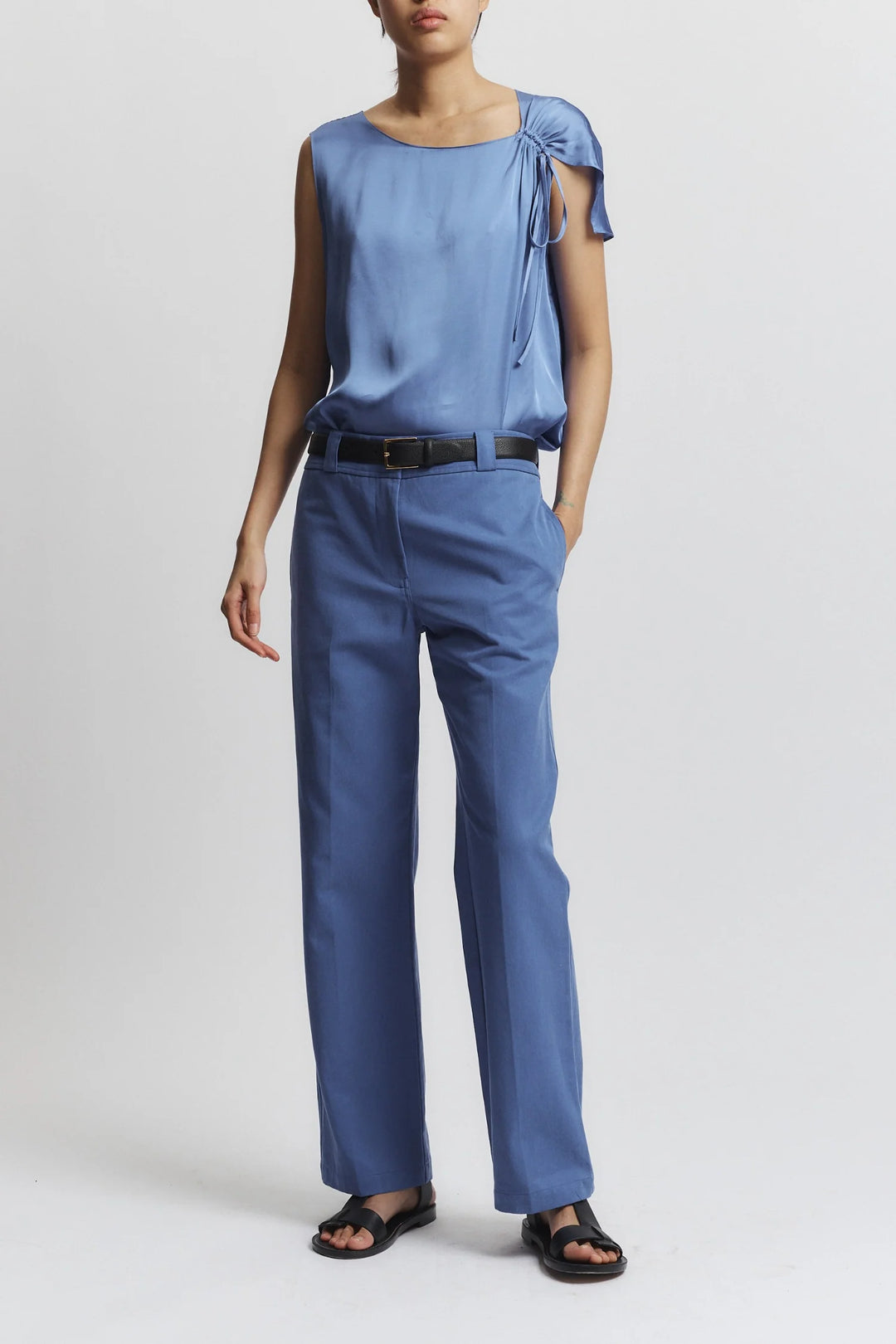 Lola Tie Blouse - Cornflower