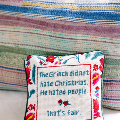 The Grinch Needlepoint Pillow