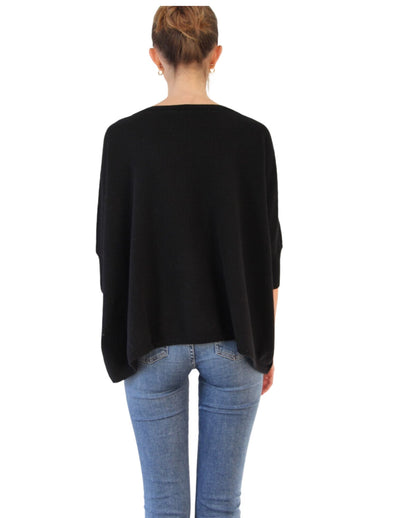 Nadine Cashmere Boxy Pullover Black