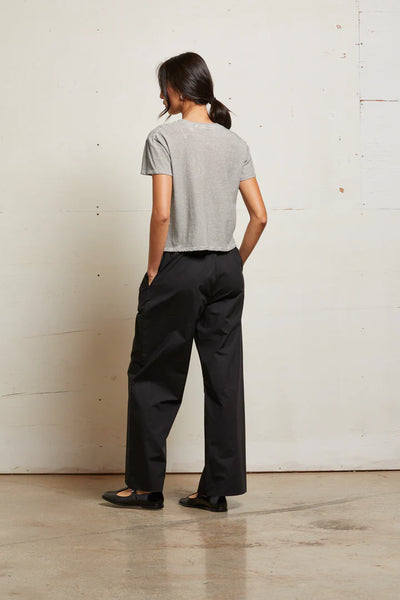 Harley Cotton Boxy Crew Tee -  Ivory/Black Stripe