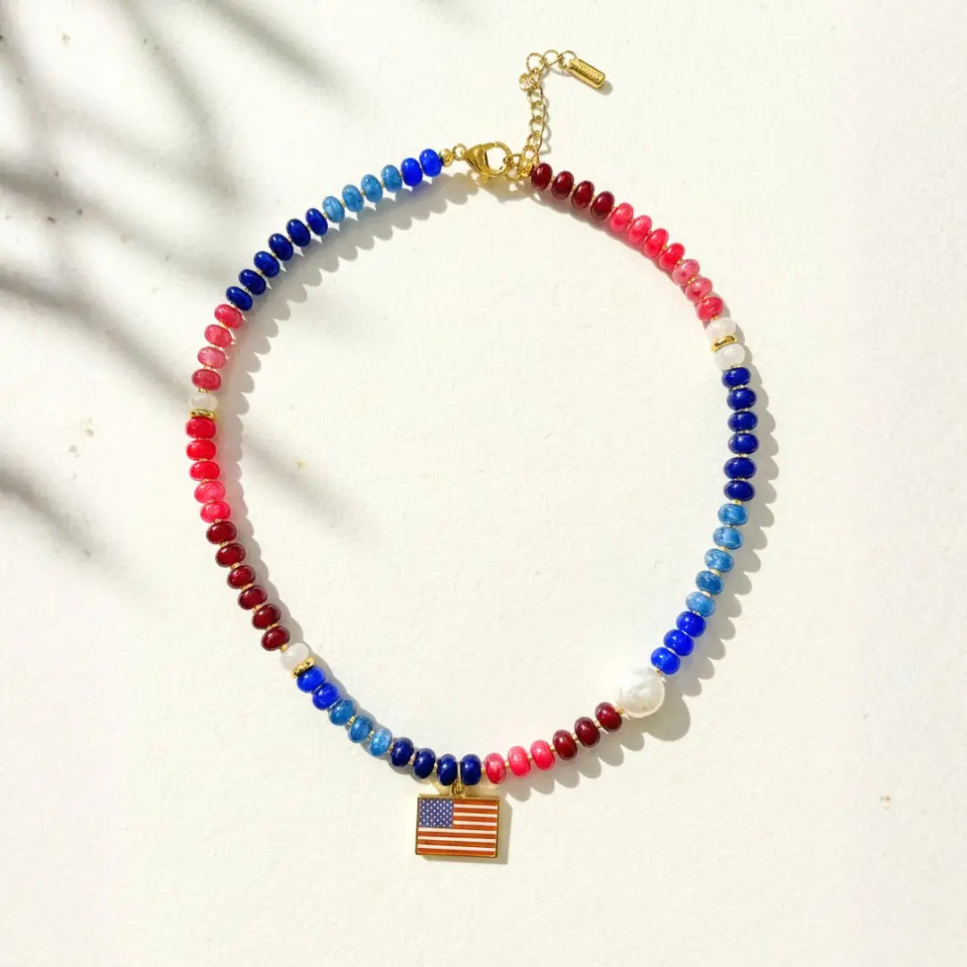 Flag Beaded Necklace