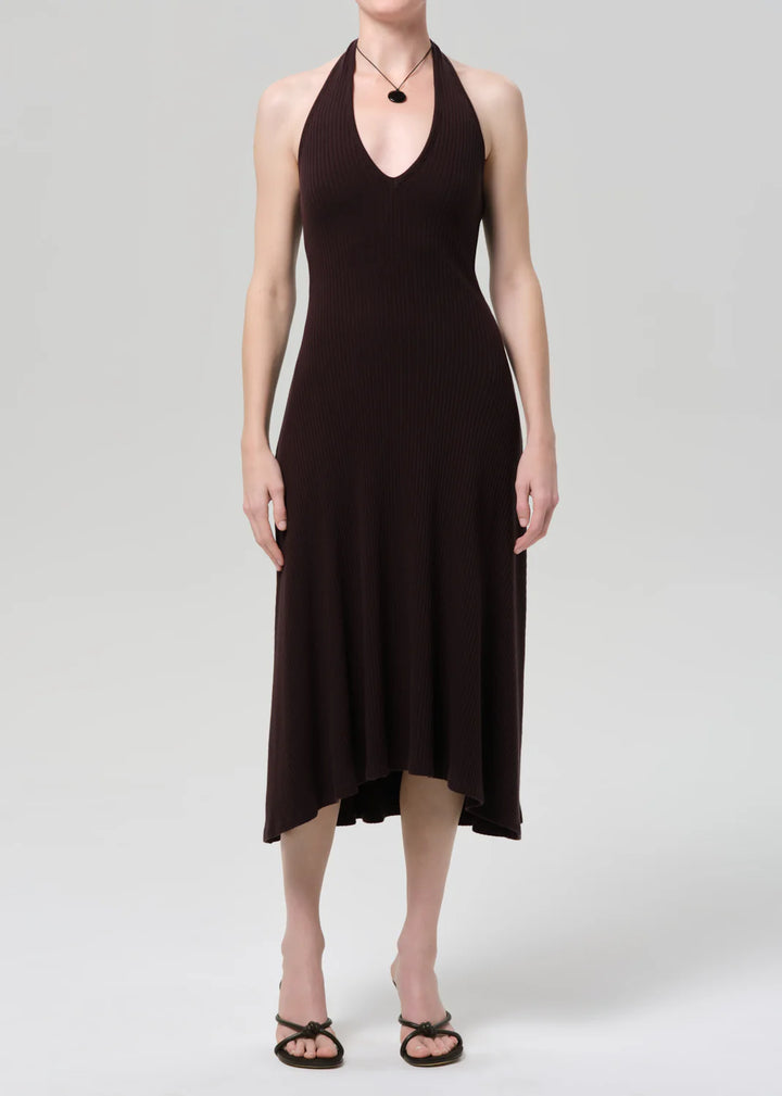 Mila Halter Dress - Chocolate