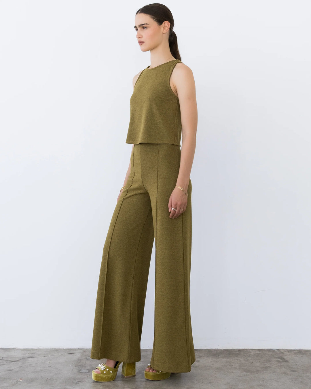 Vintage Wide Leg Pant - Chartreuse