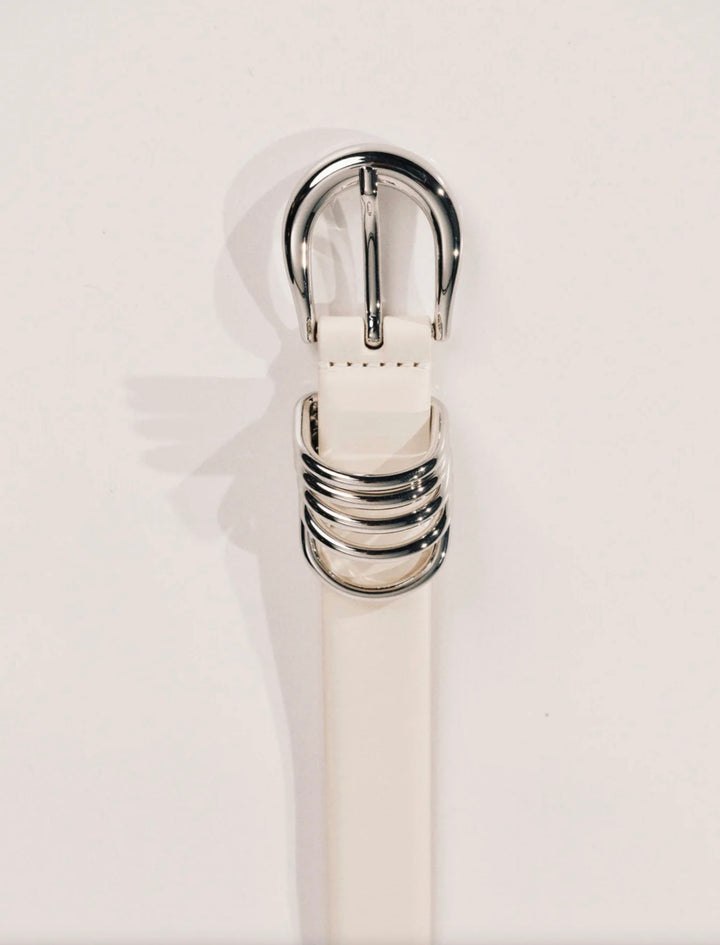 Hollyhock Leather - Ivory/Silver