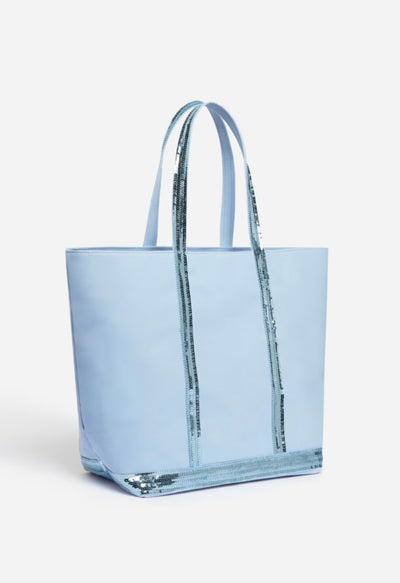 Canvas L Zipped Cabas Tote - Light Indigo