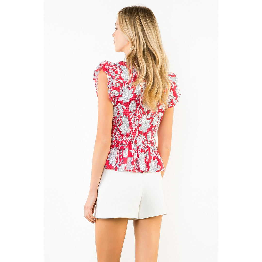 June Ruffled Top - Red