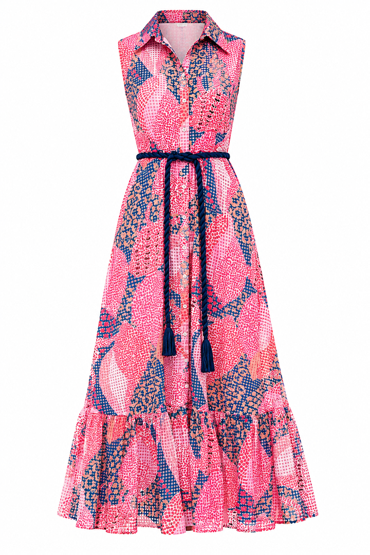 Sleeveless Shirt Dress- Nautilus Navy