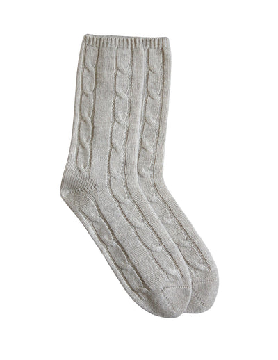 Cable Cashmere Socks- Eco Alabaster