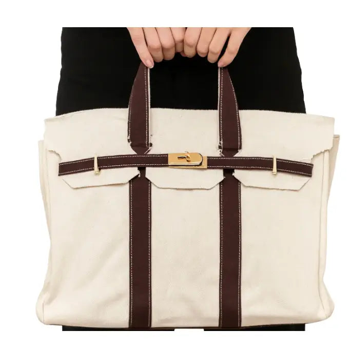 Canvas Tote Bag - Chocolate Brown Trim