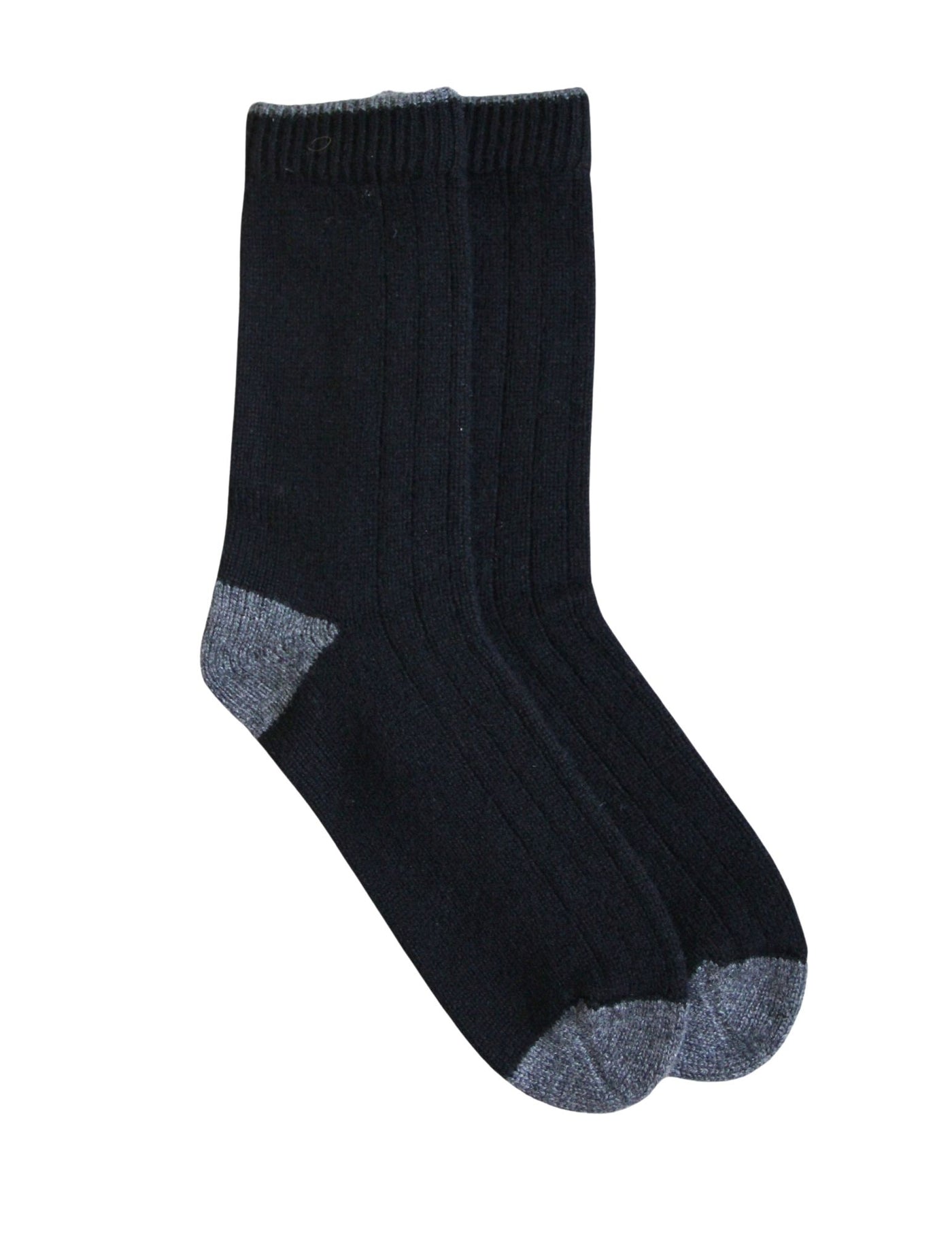 Tipped Cashmere Socks- Black