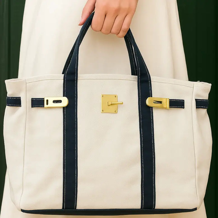 Canvas Tote Bag - Navy Trim