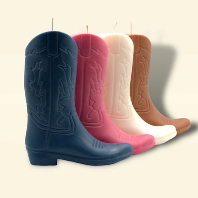 Cowboy Boot Candle - White