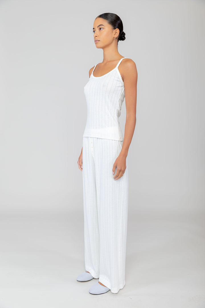 Pointelle Classic Tank Top - White