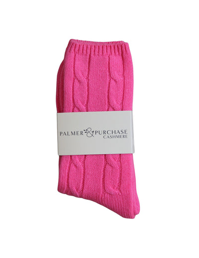 Cable Cashmere Socks- Dayglo