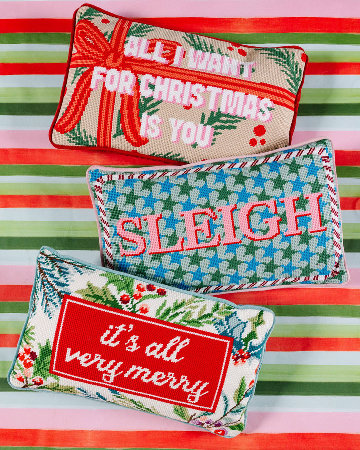Sleigh Needlepoint Pillow