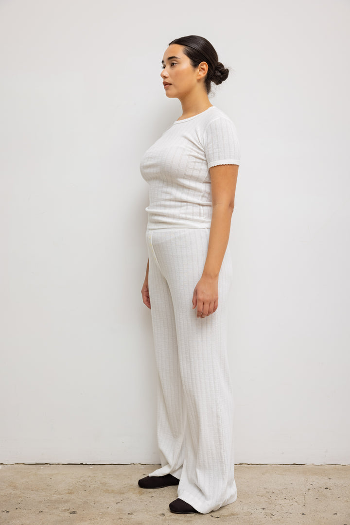 Pointelle Slim Fit Tee - White