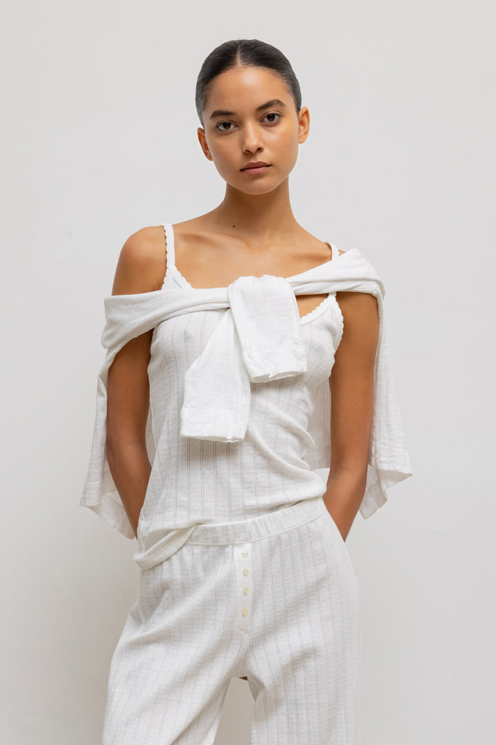 Pointelle Classic Tank Top - White