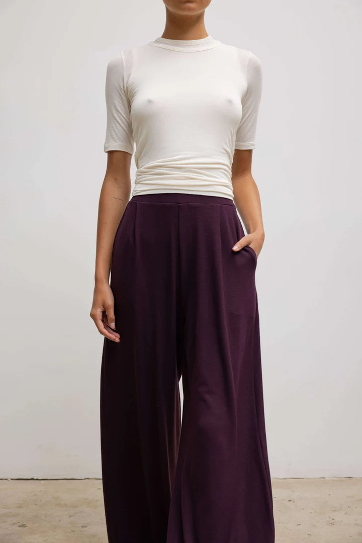 Lauren Pleated Pocket Pant - Dark Berry