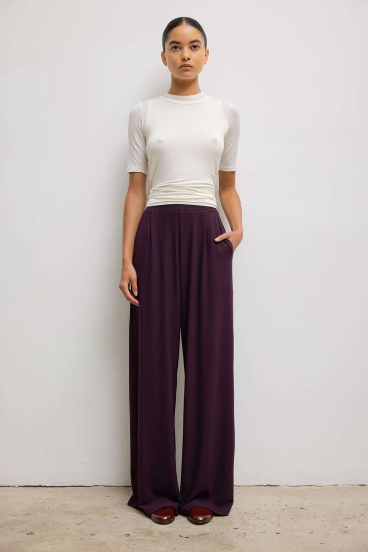 Lauren Pleated Pocket Pant - Dark Berry