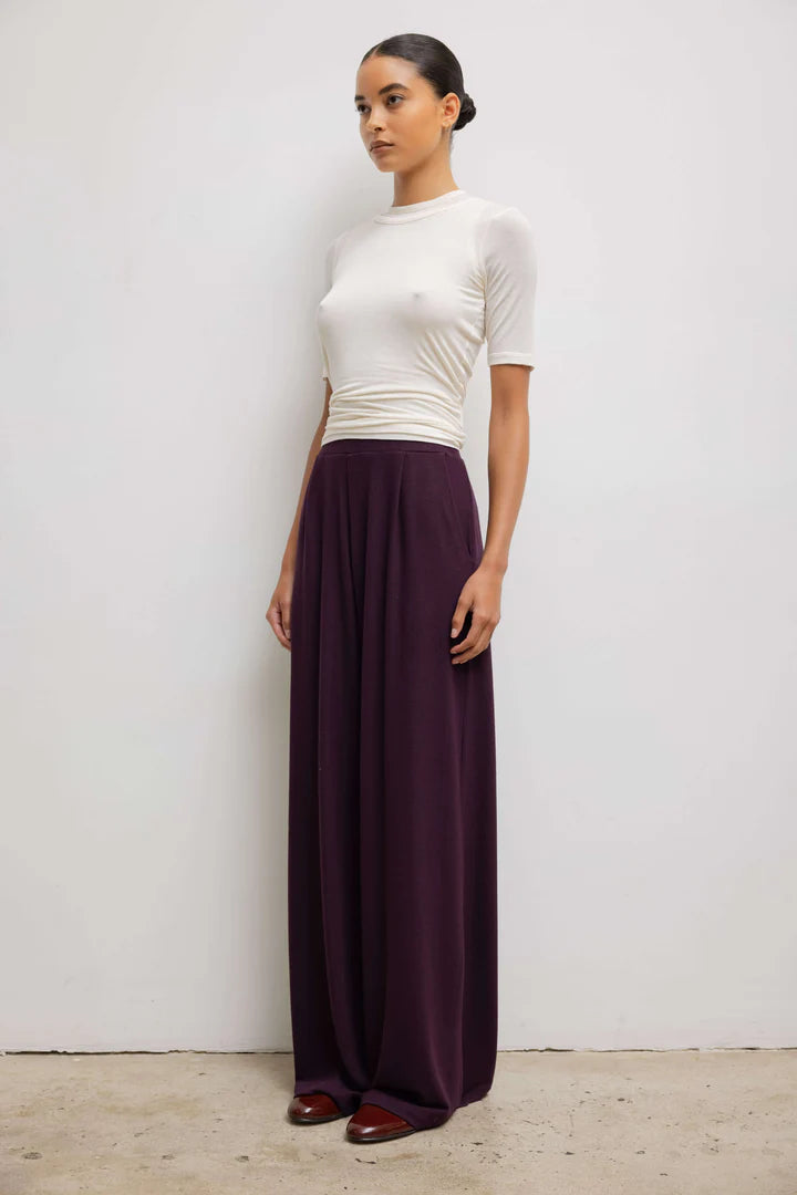 Lauren Pleated Pocket Pant - Dark Berry