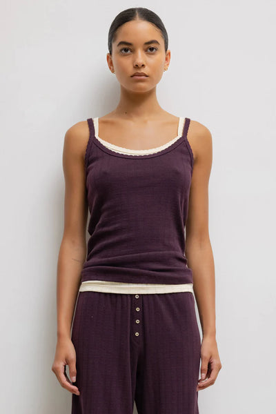 Pointelle Classic Tank Top - Dark Berry