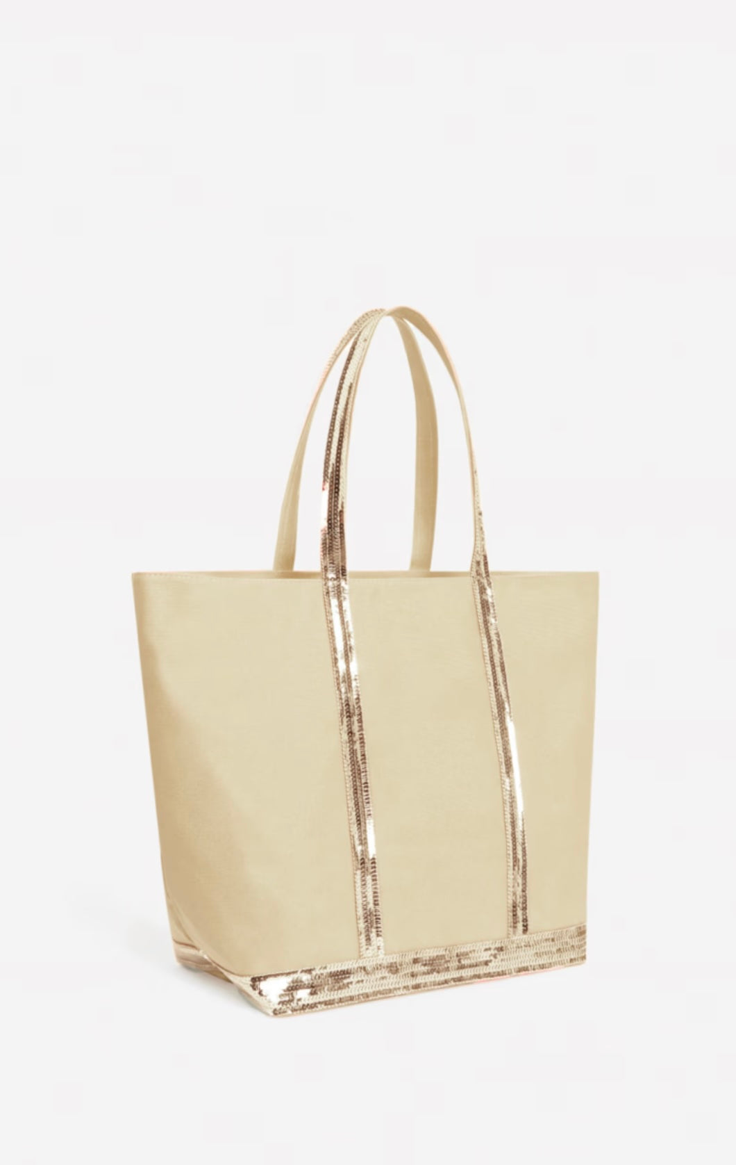 Canvas L Zipped Cabas Tote - Tilleul/Blanc