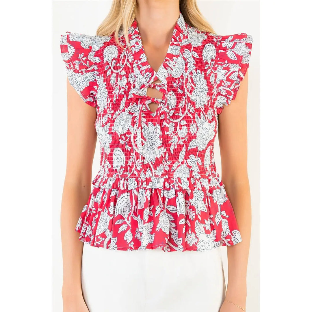 June Ruffled Top - Red