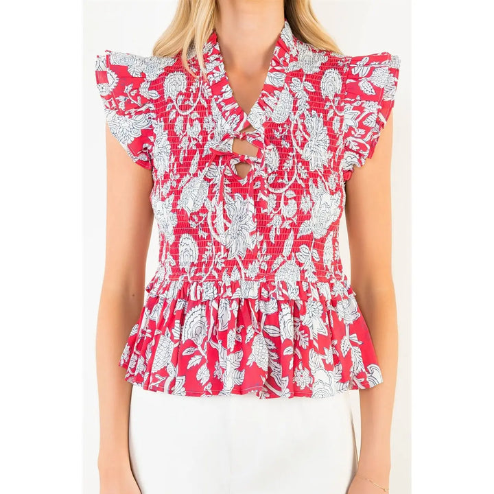 June Ruffled Top - Red