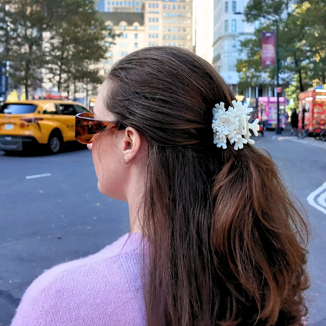 Hand-Painted Hair Claw Clip - Origami Snowflake