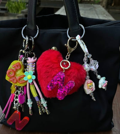 Fur Heart Bag Charm