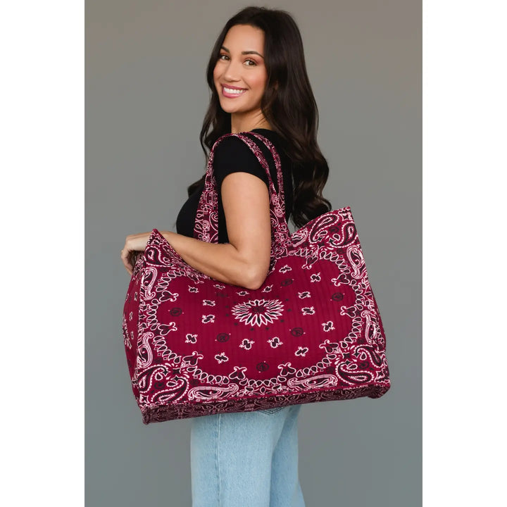 Bandana Tote - Burgundy