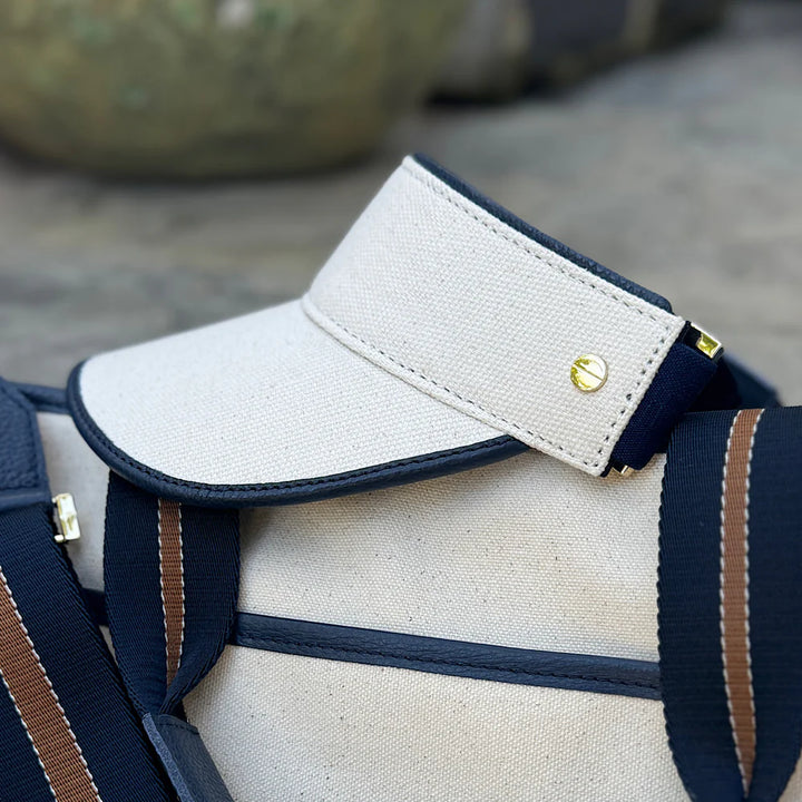 The Play & Aprés Visor - Natural Canvas/Navy Leather