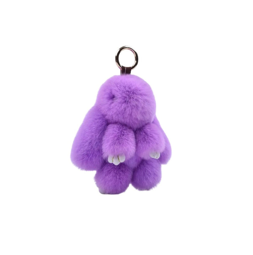 Fur Rabbit Doll Keychain - Purple