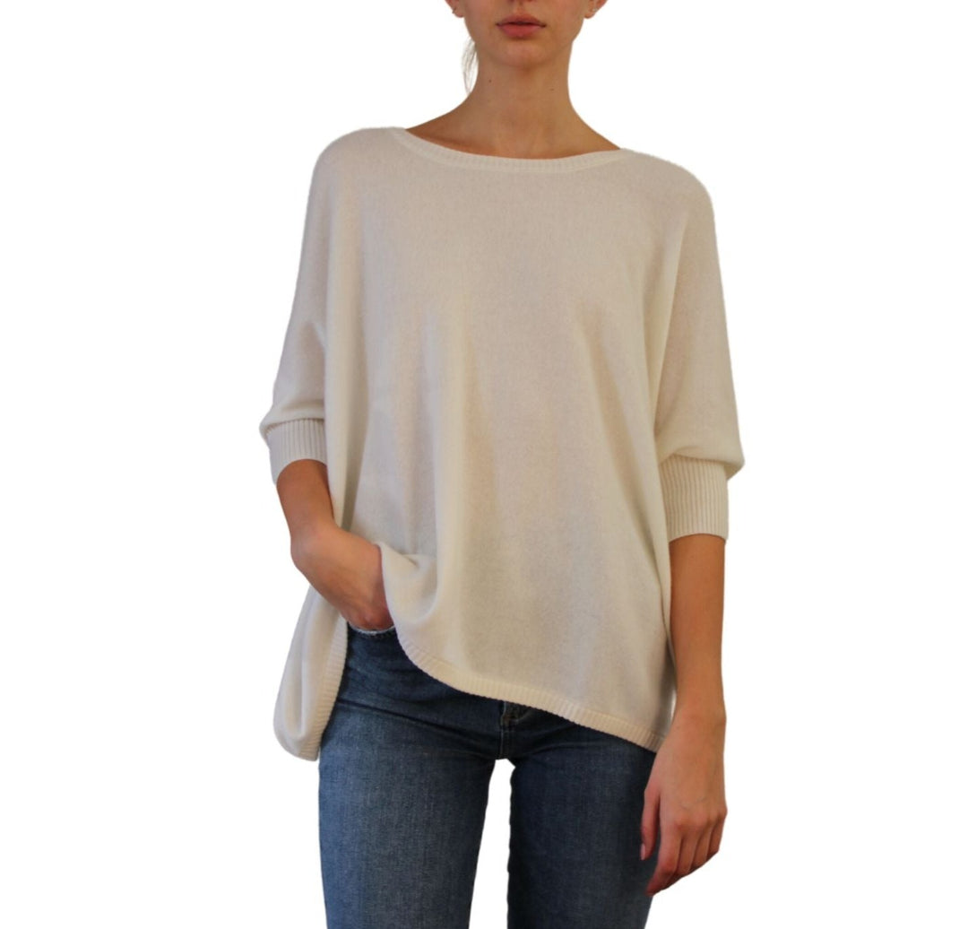 Nadine Cashmere Boxy Pullover Chalk