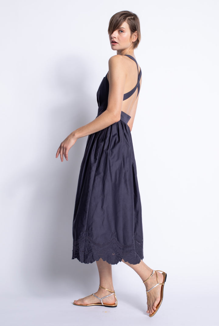 Mora Embroidered Dress - Navy