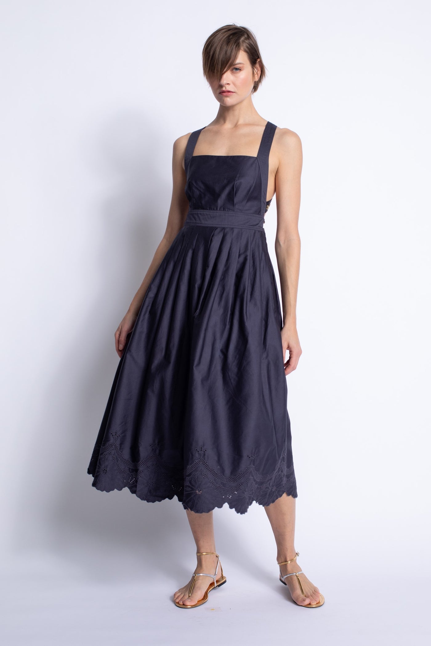 Mora Embroidered Dress - Navy