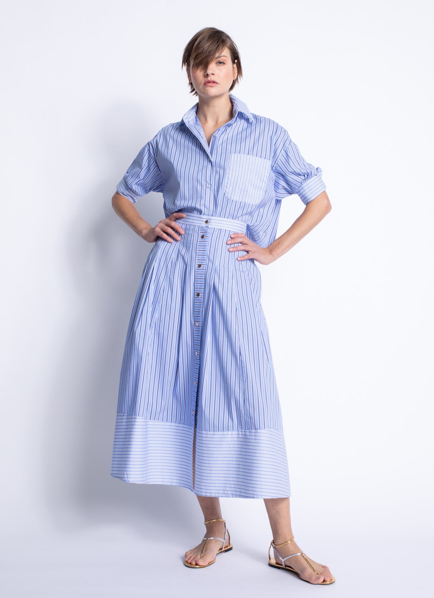 Malaga Stripe Skirt - Blue Stripes