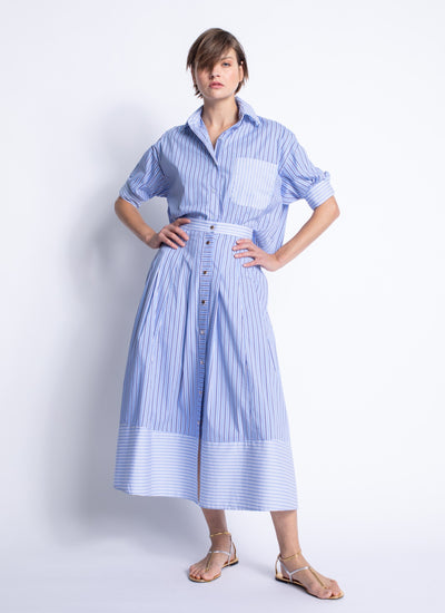 Malaga Stripe Skirt - Blue Stripes
