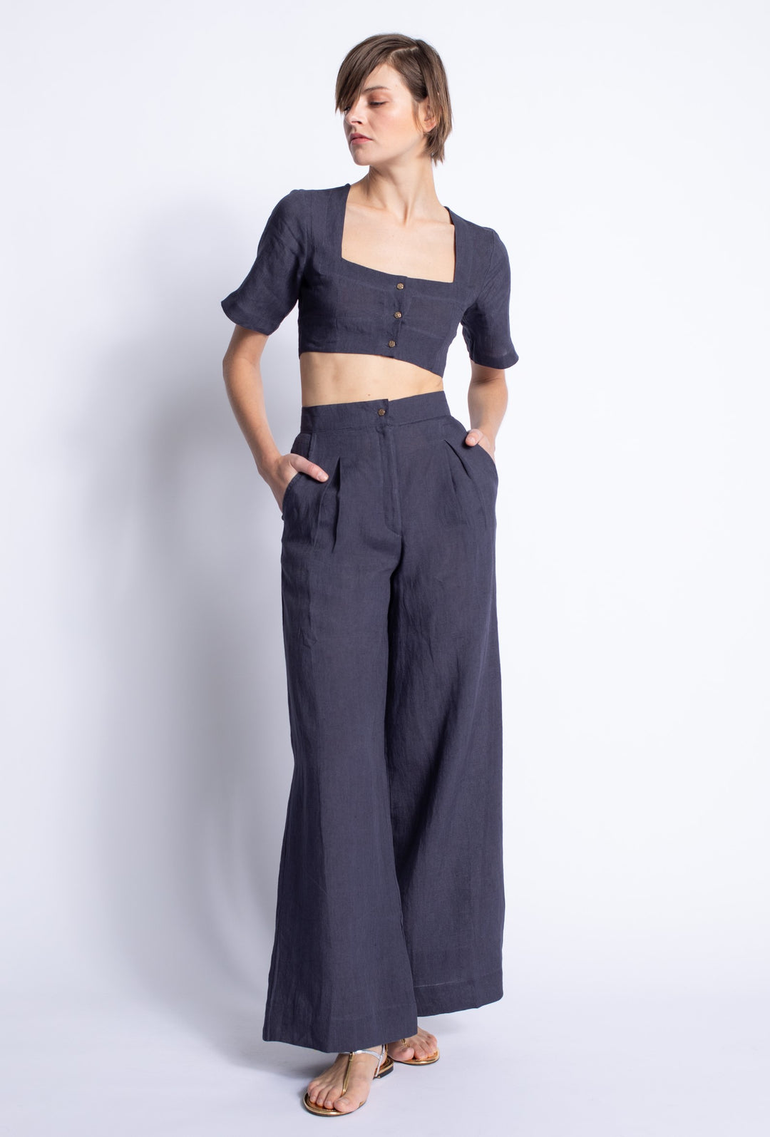 Soll Linen Pants - Navy