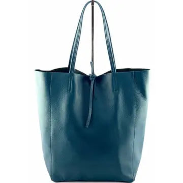 Leather Tote Bag - Teal