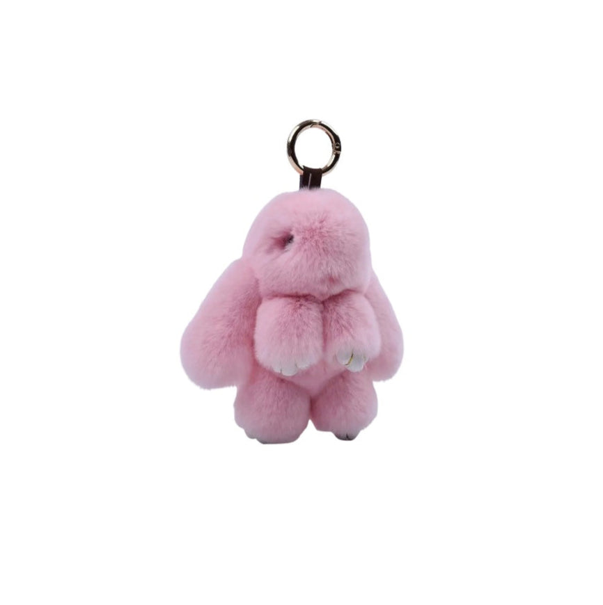 Fur Rabbit Doll Keychain - Pink