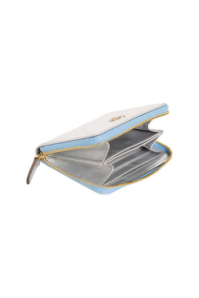 Bella Mini Wallet - Silver w/ Blue Zipper